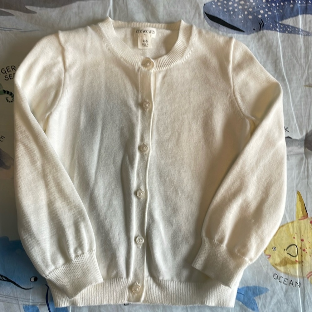 Girls Crew Cuts/J Crew cream button up cardigan sweater size 4–5